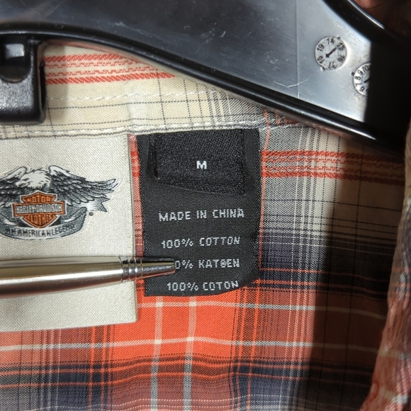Harley Davidson Genuine Women's Size Medium Pearl Snap Plaid Short Sleeve Shirt - Picture 3 of 5